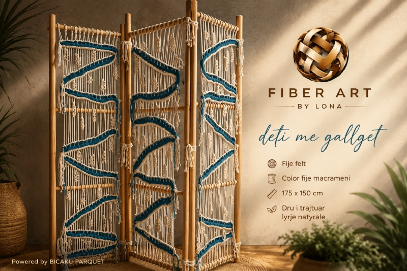 Ndarese ambienti model Deti me Dallgët, kompozimi dekorativ me fije Felt dhe Macrame – Fiber Art by Lona