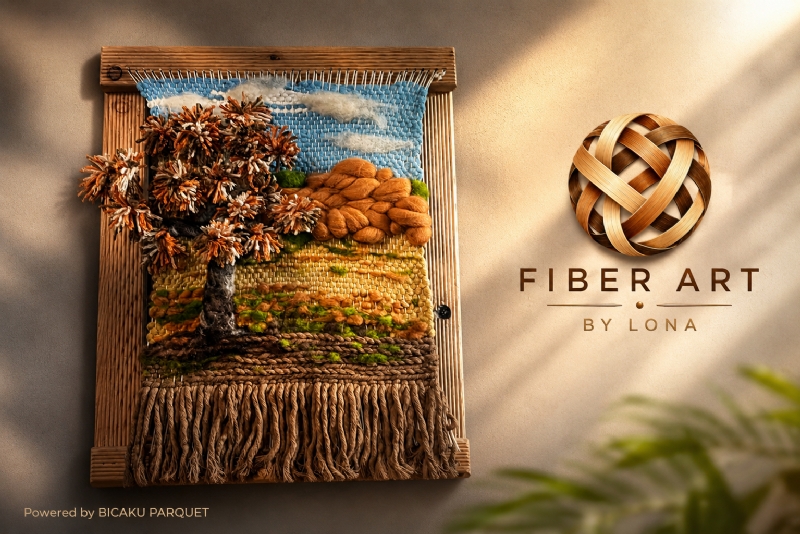 Kompozimi Dekorativ “Pemë Vjeshte” me Teknikë Tezgjahu dhe Macrame – Fiber Art by Lona